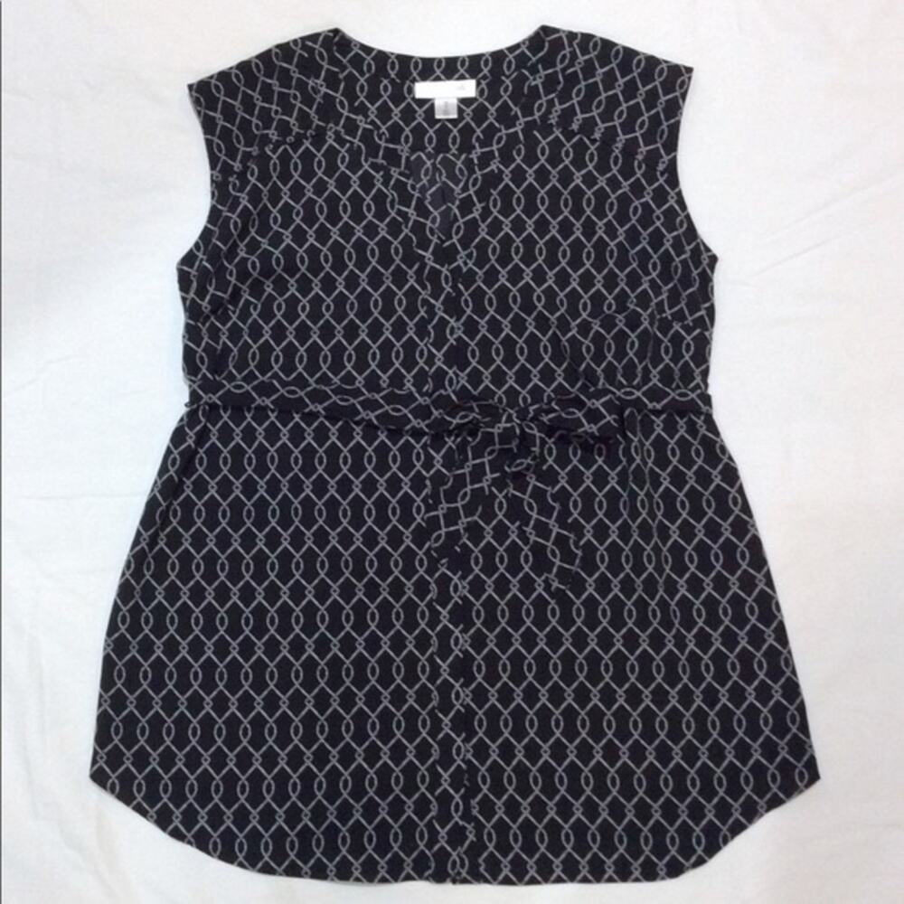 Motherhood Maternity Printed Black White Print Waist Tie Top Size Small